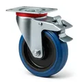 Wiltec - Lenkrolle 100mm Mit Kunststoffrad, Bremse Und Anbauplatte Transportrolle Bis 150kg Leiser Lauf Möbelrolle Laufrolle Möbel-lenkrolle