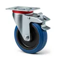 Wiltec Lenkrolle 100mm mit Kunststoffrad, Bremse und Anbauplatte Transportrolle bis 150kg leiser Lauf Möbelrolle Laufrolle Möbel-Lenkrolle
