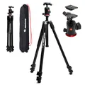 Manfrotto 290XTRA Kamerastativ Aluminium mit Kugelkopf 496, 3 Segmente, 4 Winkel, Schnellverschlüsse, Arca-Swiss kompatibel, 10 kg Tragkraft, Tragetasche, für DSLR & spiegellose Kameras