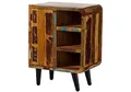 MASSIVMOEBEL24.DE | Sixties kleine Kommode aus Massivholz #103 | Altholz - Mehrfarbig, lackiert | mit 1 Tür + 3 offene Fächer | 150 x 40 x 86 cm | Sideboard Schrank