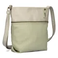 Zwei Damen Umhängetasche JANA J10 Crossbody Bag 5 Liter Handtasche im Canvas-Stil im Bicolor-Design + passender Kosmetikbeutel/Geldbeutel gratis (jade)