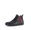 Gabor Damen Chelsea Boots - Boots mit Wechselfußbett - Damen Stiefeletten mit Warmfutter - Flache Stiefel mit Abrollsohle - Schwarz Rot 25