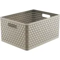 Rotho Kunststoff AG Rotho COUNTRY Aufbewahrungskorb, 28 Liter, Aufbewahrungsbox aus Kunststoff in moderner Rattan-Optik, Farbe: cappuccino 1166807422