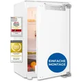 Exquisit Einbaukühlschrank ohne gefrierfach, 88 cm, 135 Liter, Festtüre, Vollraumkühlschrank, Schnellkühlen, 3 Ablagen, EKS5131-V-FE-090E - Weiß