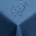 DecoHomeTextil Leinen Optik Tischdecke, Quadratisch 90 x 90 cm Dunkelblau, wasserabweisend, fleckenabweisend, abwaschbar, Lotuseffekt, bügelfrei
