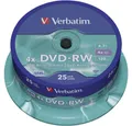 Verbatim DVD-Rohling DVD-RW 4.7 GB 4x 25er Spindel, Wiederbeschreibbar