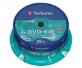 VERBATIM DVD-RW 12cm 1x25 Verbatim DVD-RW 4,7GB 4x Speed, matt silver