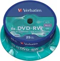 25 Verbatim DVD-RW 4,7Gb 120Min 4x wiederbeschreibbar Rohlinge Spindel