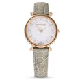 Swarovski Crystalline Wonder Uhr, Beige Damenuhr mit Edlem Zifferblatt mit Swarovski Kristallen und Verstellbarem Lederarmband