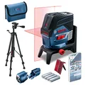 Bosch Professional Linienlaser GCL 2-50 C (roter Laser, Innenbereich, mit App-Funktion und Halterung, Stativ BT 150, Arbeitsbereich: bis 20 m, 4x AA-Batterie, in Kartonschachtel), 0601066G02
