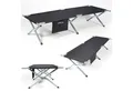 24Move Feldbett Feldbett, Gartenliege, Campingbett bis 200 kg, klappbar, zelten (schwarz, wasserabweisend, inkl. Seitentasche, 210 cm x 72 cm x 45 cm, inkl. Tragetasche für einfachen Transport)
