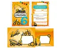 Junapack 12 Einladungskarten incl. 12 Umschläge zum 6. Kindergeburtstag sechste Geburtstag Jungen Baustelle Geburtstagseinladungen