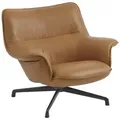 Muuto Doze Lounge Chair low back, swivel base, refine leder cognac / schwarz