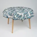 laro 140cm runde Wachstuch Tischdecke abwaschbar Wachstuchtischdecke mit Saum-Eingefasst-Paspelband, Muster:Blätter Gefiedert Blau, Größe: Rund 140cm