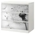Sunnywall Möbelfolie passend für IKEA Malm Kommode Schrankfolie Aufkleber Pusteblume weiss, blasenfreie selbstklebende Folie (SCHRANK NICHT INKLUSIVE) grau 80 cm x 78 cm