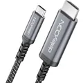 deleyCON 2m USB-C auf HDMI Kabel 4K UHD 60Hz (Aluminium, Geflochten) für HDMI Monitor/TV/Beamer, Thunderbolt 3/4, für iPhone 17,16,15, MacBook, iPad Pro/Air, Galaxy S25 S24, Notebook