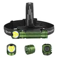 OLIGHT Perun 3 LED Stirnlampe Wiederaufladbar, Superhell 3000 Lumen Kopflampe mit 7 Lichtmodi, Sensor und Rotlicht, Leichtgewichtig IP68 Wasserdichte Mini Headlampe für Campen, Angeln Grün