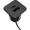kalb Einbau USB Schnell-Ladehub 2 in 1 USB A USB C für Möbel und Tischplatten 12V 5V/3A 9V/2,2A max 20W Schwarz