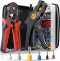BAURIX® Crimpzange & Abisolierzange mit 2000 Aderendhülsen Set – Sechskant Crimpwerkzeug 0,25–6 mm² – Für zuverlässige Elektroinstallation – THESEUS (6-Kant) & AKURA
