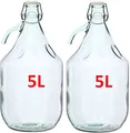 2x GLASBALLON GÄRBALLON GLASFLASCHE WEINBALLON BALLON 5L BÜGELVERSCHLUSS BDG5D