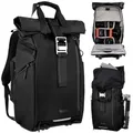 Rollei Fotoliner Ocean Rolltop Kamerarucksack Wasserdicht Fotorucksack Groß Kamera Rucksack mit Laptopfach Stativhalter für DSLR SLR Kameras Schwarz 20L Kamerarucksack-Fotorucksack-Kamera-Rucksack