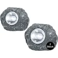 Solarleuchten Garten Balkon 2er Set Stein Optik Solarlampe Außen Leuchte Solar