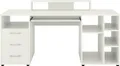 Schreibtisch VOGL MÖBELFABRIK "Timra", weiß (weiß, weiß, weiß), B:160cm H:87,5cm T:67cm, Tische, Schreibtisch, Tastaturauszug, Aufsatz & Towerfach, Breite 160 cm, Made in Germany