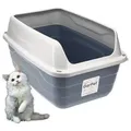 XXL Extra hohe Katzentoilette offene Katzenklo mit hohem Rand Jumbo Schalentoilette groß ohne Deckel hygenisch Katzen WC
