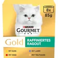 Gourmet Gold Raffiniertes Ragout Katzenfutter nass, Sorten-Mix, 12er Pack (12 x 8 Dosen à 85g)