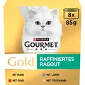 Gold Raffiniertes Ragout Katzenfutter nass, SortenMix, 12er Pack 12 x 8 Dosen...