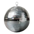 Discokugel mit Haken zum Aufhängen - 25 cm - Spiegelkugel mit Echtglas Facetten in Silber - Party Lichteffekt Hängekugel Mirrorball Disco Kugel