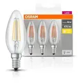 3er-PACK OSRAM BASE Classic E14 LED-Leuchtmittel FILAMENT KLAR 4W=40W warmweisses Licht