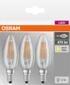 OSR 405807581931 - LED-Lampe BASE E14, 4 W, 470 lm, 2700 K, Filament, 3er-Pack
