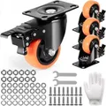 VEVOR Möbelrollen 4er-Set Lenkrollen PVC _76,2mm Laufrollen 454kg Tragfähigkeit Transportrollen mit A/B-Bremsen Kastenrollen 360° Drehbar Schwerlas