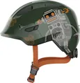 ABUS Kinderhelm Smiley 3.0 - Fahrradhelm mit tiefer Passform, kindergerechten Designs & Platz für einen Zopf - für Mädchen und Jungs - Grün mit Roboter-Muster, Größe S (45-50 cm)