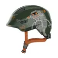 ABUS Kinderhelm Smiley 3.0 - Fahrradhelm mit tiefer Passform, kindergerechten Designs & Platz für einen Zopf - für Mädchen und Jungs - Grün mit Roboter-Muster, Größe S