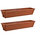 BURI 2X Blumenkasten 100cm Balkonkasten mit Wasserspeicher 25L - Blumenkästen wetterfest Pflanzkasten mit Einsatz für Garten und Balkon witterungsbeständig, Terrakotta