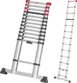 Hailo Teleskopleiter FlexLine 380 | 7113-131 | 13 Sprossen | Arbeitshöhe bis 4,5 m | Alu | Einhand-Entriegelung | Silber