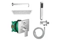 Belvit Duscharmatur Duschset mit Hansgrohe Unterputz-Wannenmischer, Chrom & Matt-Schwarz (Spar-Set, Verschiedene Setgrößen) für Dusche & Wanne, einfache Montage, Anti-Kalk-Funktion Handbrause