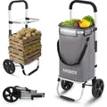 AREBOS 3in1 Einkaufstrolley 56L | Klappbar, Kühlfach, Shopper Grau - Grau