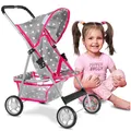 Kinderplay Puppenwagen Buggy – Leichtes Aluminium, Anschnallgurt & Einkaufskorb – Für Puppen bis 40 cm – Klappbar mit Verdeck, Soft-Griff, leise Schaumräder – 56 cm Höhe, ab 3 Jahren
