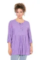Ulla Popken Damen große Größen Übergrößen Plus Size Smok-Tunika, Blüten, A-Linie, Rundhals, 3/4-Arm lila 54+ 834994824-54+