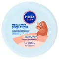 NIVEA Baby, Gesichts- & Körpercreme, weich, 200 ml, feuchtigkeitsspendende und pflegende Baby-Körpercreme, Gesichtscreme für Neugeborene mit Mandelmilch und Vitaminen, Baby-Körpercreme gegen