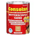 Consolan Wetterschutzfarbe, Deckender Holzschutz für Außen, Sandgelb, 750ml