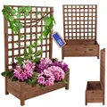 Modo24 Blumenkasten aus Holz, Pflanzkübel, Balkonkasten mit / ohne oder nur Rankgitter, Blumenkübel Holzkiste Garten Terrasse, Imprägniert Wetterfest Outdoor beige|braun 80 cm x 116 cm x 40 cm