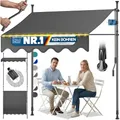 KESSER® Klemmmarkise mit Handkurbel & LED Lichterkette | Balkonmarkise ohne Bohren | Markise UV-beständig höhenverstellbar & wasserabweisend | Sonnenschutz für Balkon Terrasse & Garten 150cm
