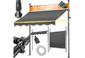 KESSER Klemmmarkise mit Handkurbel & LED, 150x180cm Balkonmarkise ohne Bohren UV-Beständig (Markise + solarbetriebene LED Lichterkette, höhenverstellbar 176-305cm) Sicht- & Sonnenschutz für Balkon Terrasse & Garten, wasserabweisend