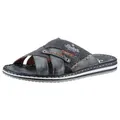 Rieker Pantolette, Sommerschuh, Schlappen, Poolslides, mit kontrastfarbener Rahmennaht blau|grau 45 EU
