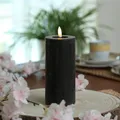 LED Kerze LINA Rustik Optik Echtwachs Stumpenkerze Timer 7x15cm schwarz
