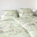 elegante Seiden Satin Bettwäsche Songbird pistaziengrün Kissenbezug einzeln 40x80 cm - grün